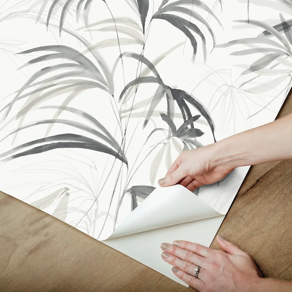 Thumbnail: grey tropical palms peel and stick wallpaper