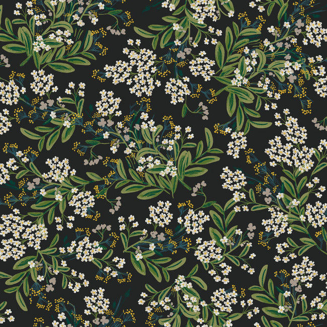 Thumbnail: whimsical floral cornflower wallpaper in black