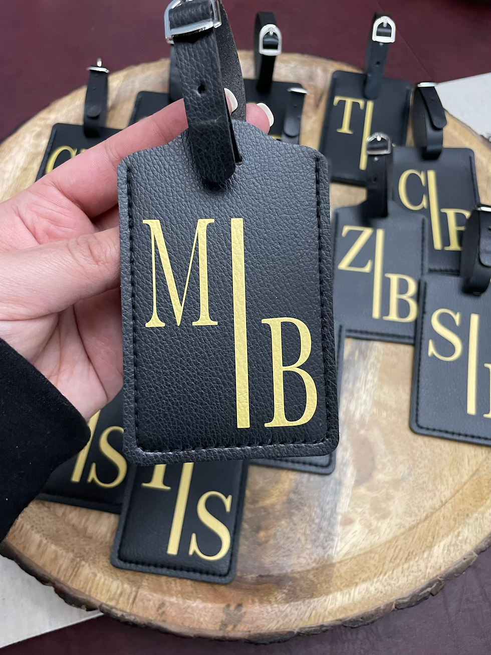 Thumbnail: Monogram leather luggage tags