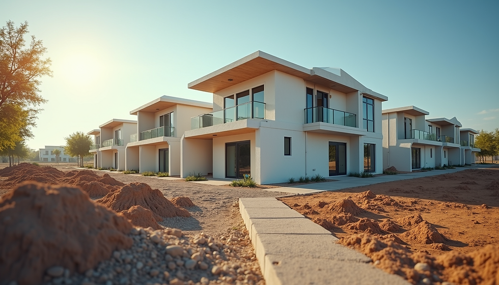 Eye-level view of a construction site with workers installing roofing in a South Florida neighborhood