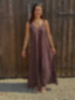 Robe longue chocolat à pois - Mademoiselle A