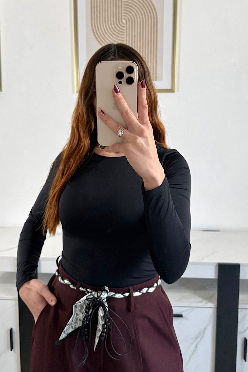 Pantalon large ceinturé lie de vin - Mademoiselle A