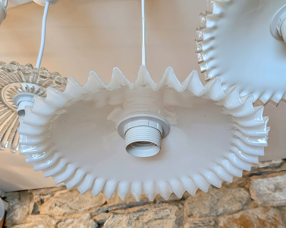 Lustre-suspension-abat-jour-opaline plissée-blanche - Copie