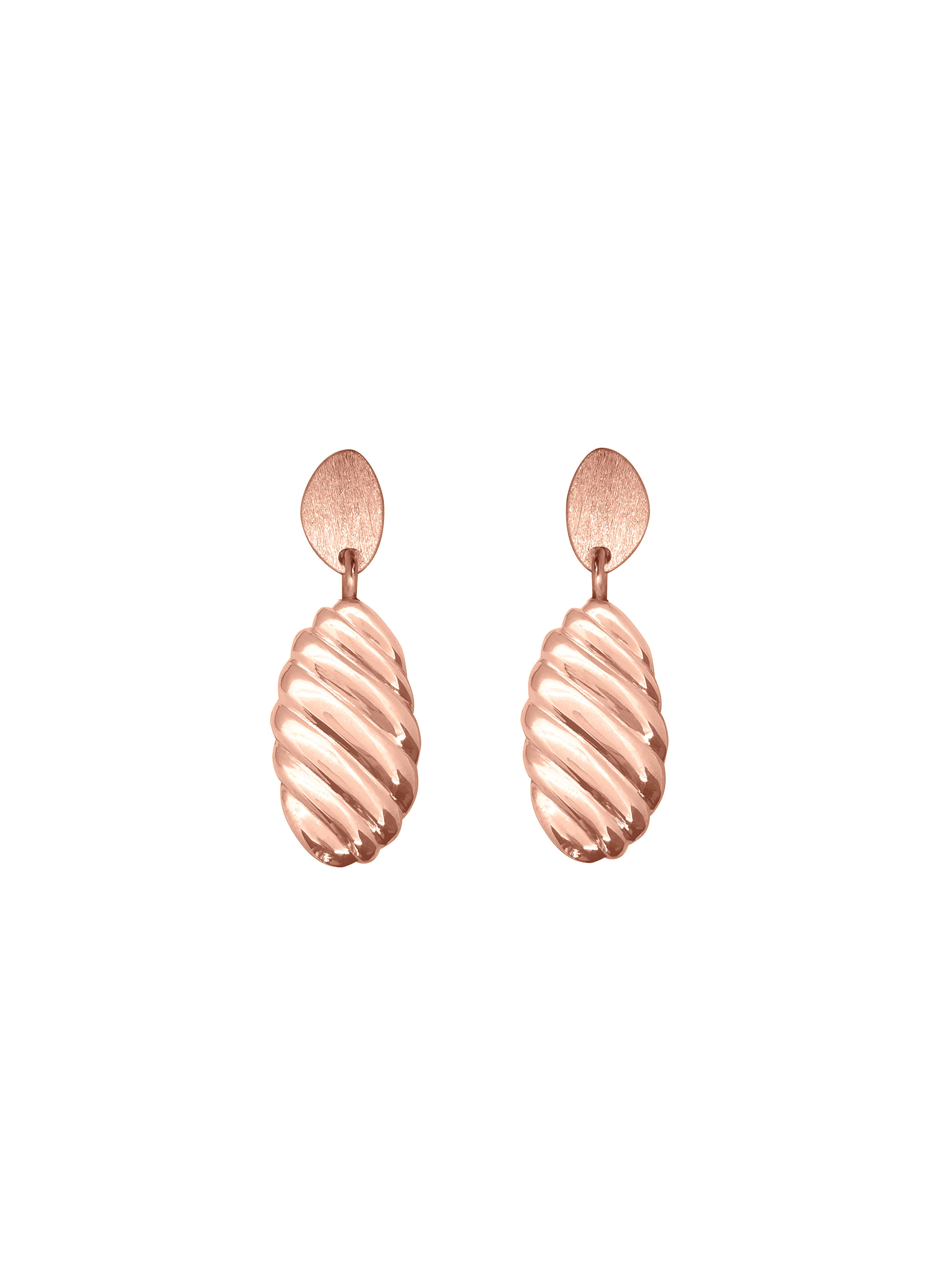 statement náušnice Spoko z růžového zlata se zvlněným reliéfem