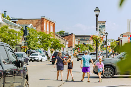 Summer tourists walking in downtown Picton – travel and tourism photography