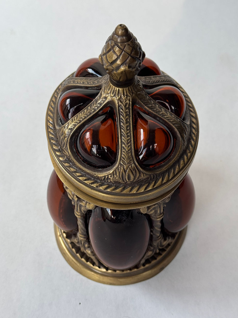 Thumbnail: Amber Bubble Glass Caged Apothecary Jar