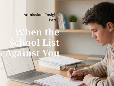 Student planning a college school list with laptop spreadsheet and notebook