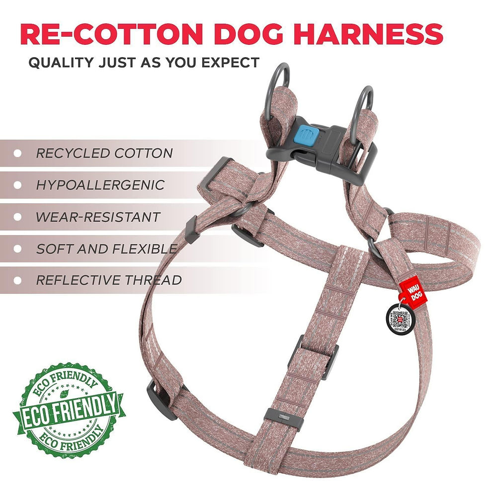 Thumbnail: Brown Cotton Dog Harness Eco Friendly Adjustable for Large Dogs L Size 2735 in
