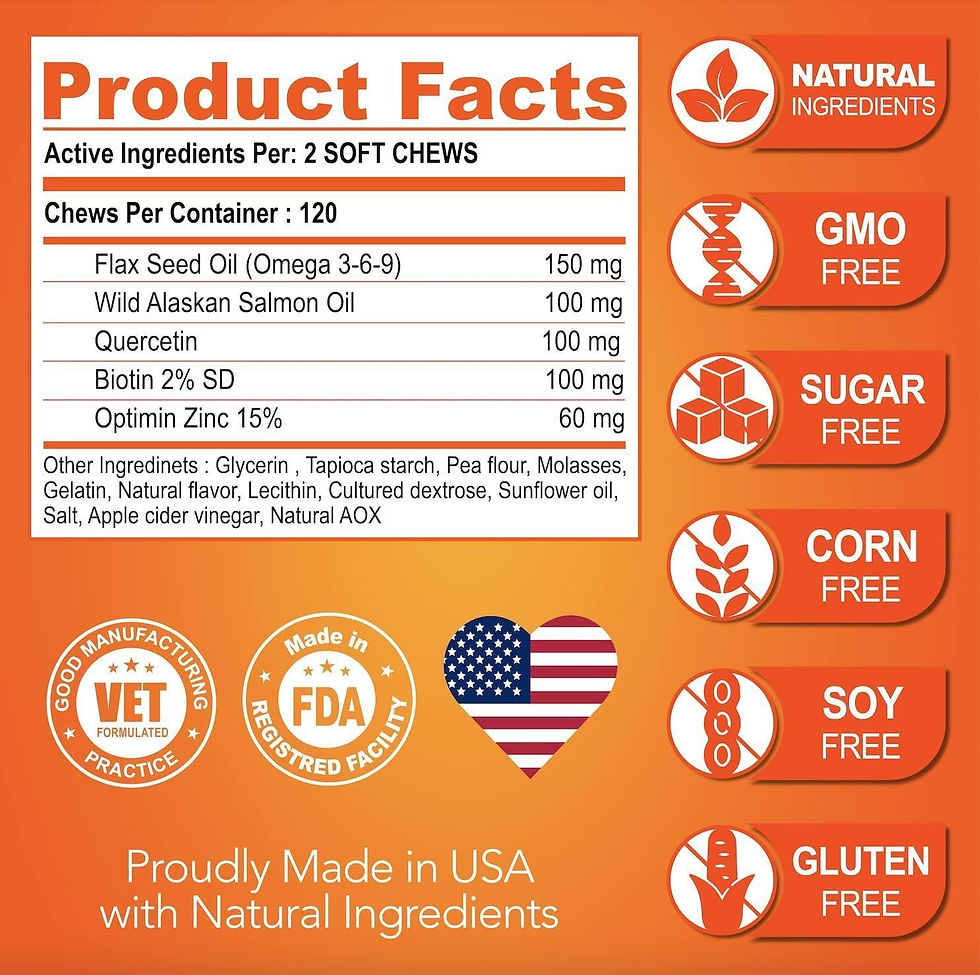 Thumbnail: Omega 3 for Dogs Dog Skin and Coat Supplement Fish Oil for Dogs Chews 120 Treats