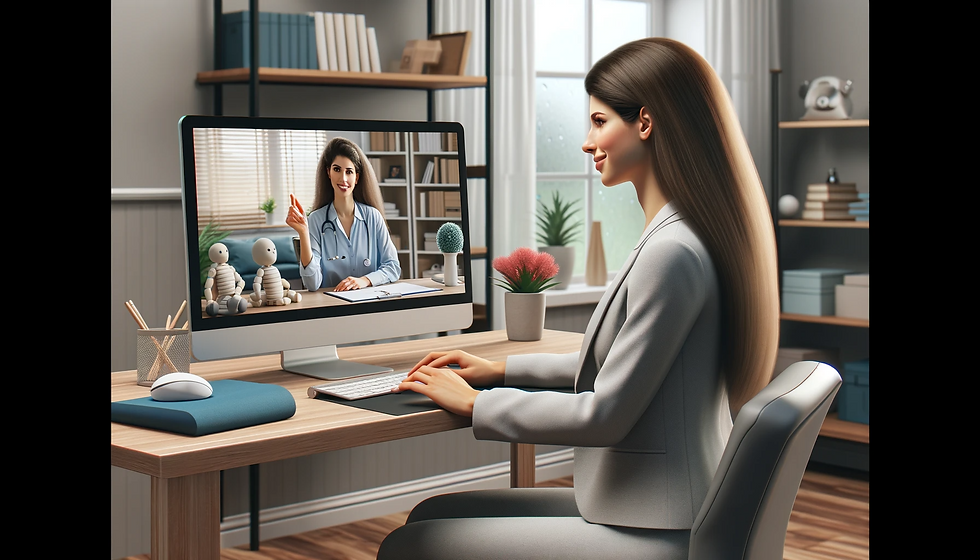 A lady taking an online occupational therapy session
