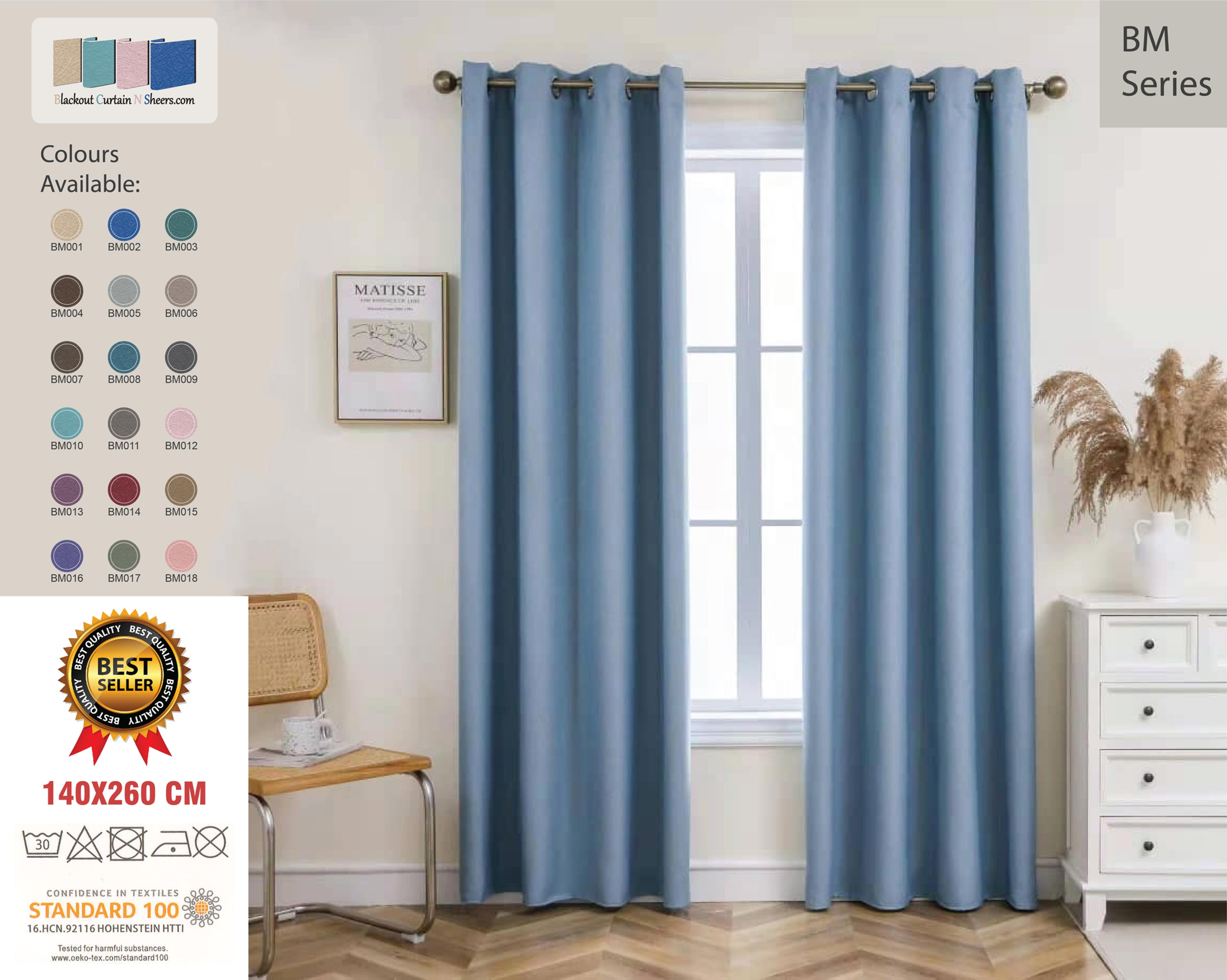 Curtain ReadyMade SunBlock Curtains Blackout (Blackout Curtain Minimalist Hook &