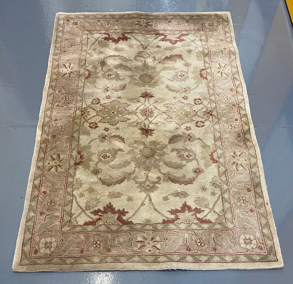 SKU 120 Indian Taj Royal Agra Cream Wool Rug, 240x150 Centimeters