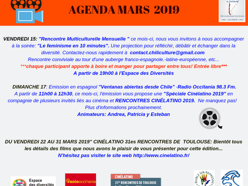 AGENDA DU MOIS DE MARS 2019
