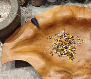 Natural incense blend
Spring Awakening, presented loose in a wooden bowl
