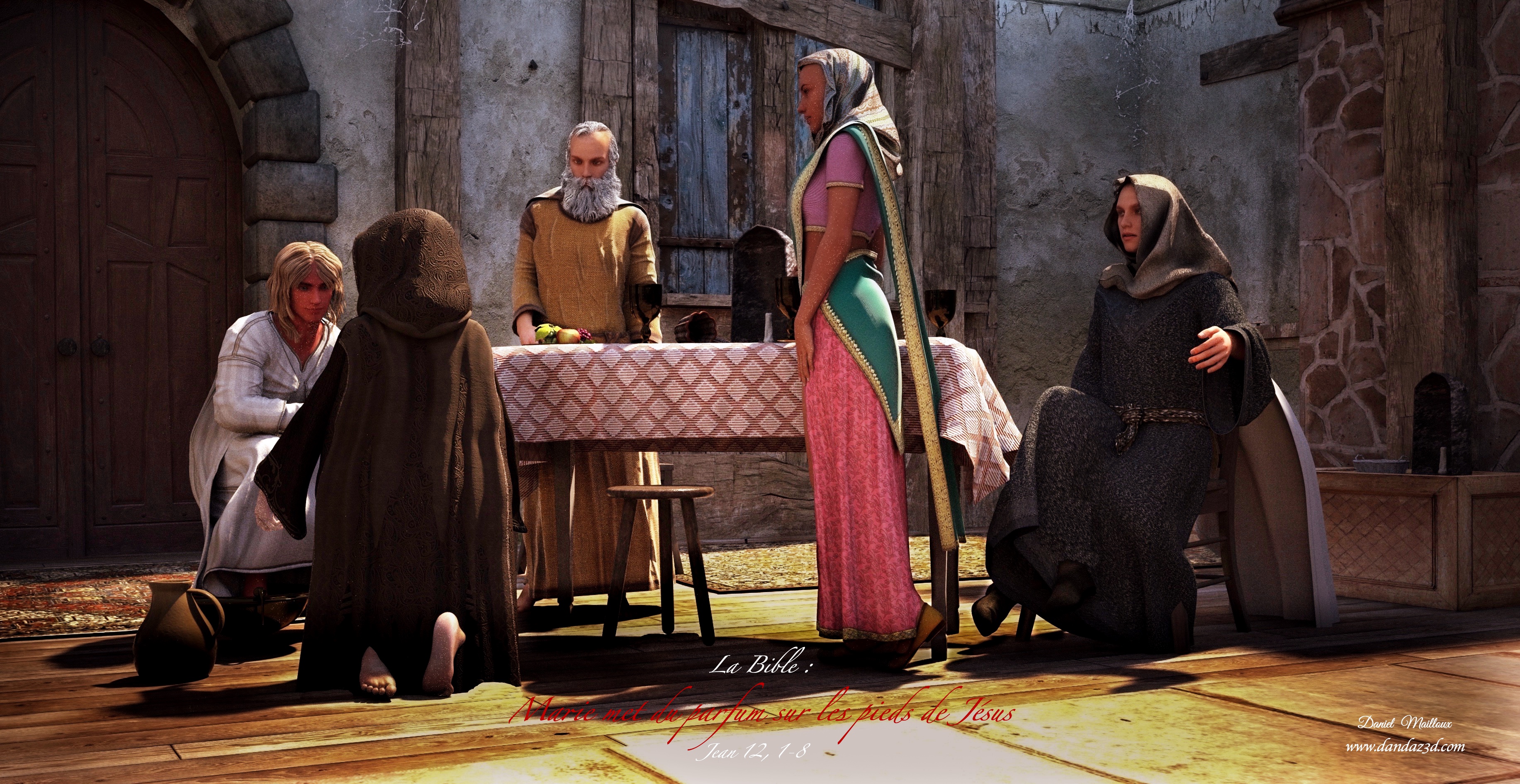 Marie met du parfum pieds Jésus