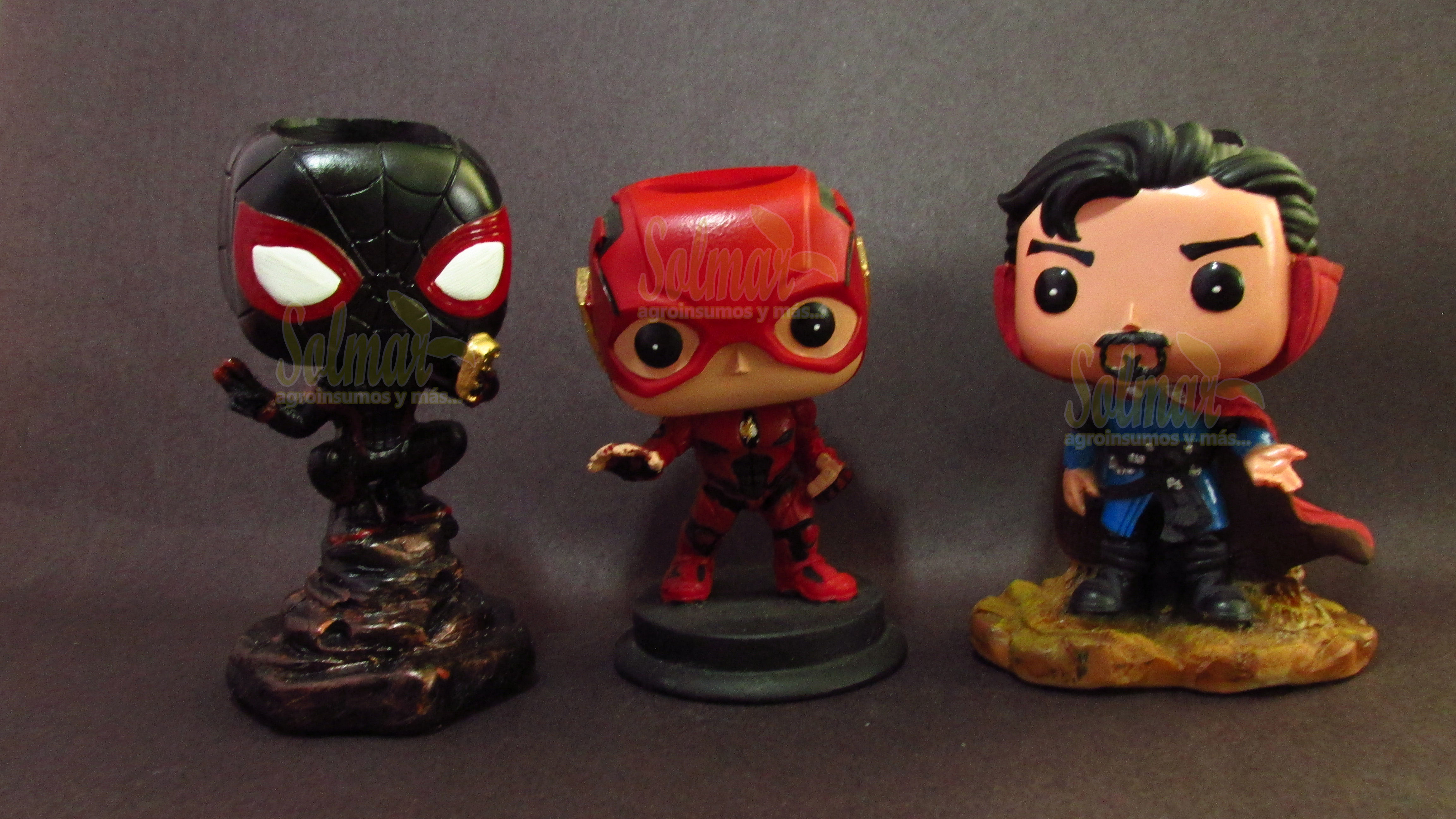 Macetas: Spiderman, Flash, Dr. Strange