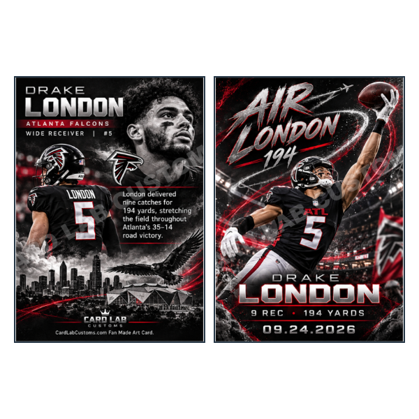 Drake London Card Lab Customs Now Air London Atlanta Falc - Custom Fan Made Card front and back