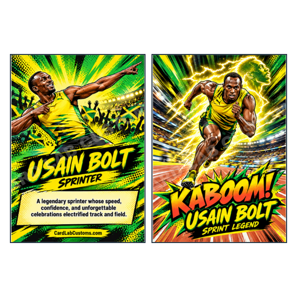 Usain Bolt Kaboom Sprint Legend - Custom Fan Made Card front and back