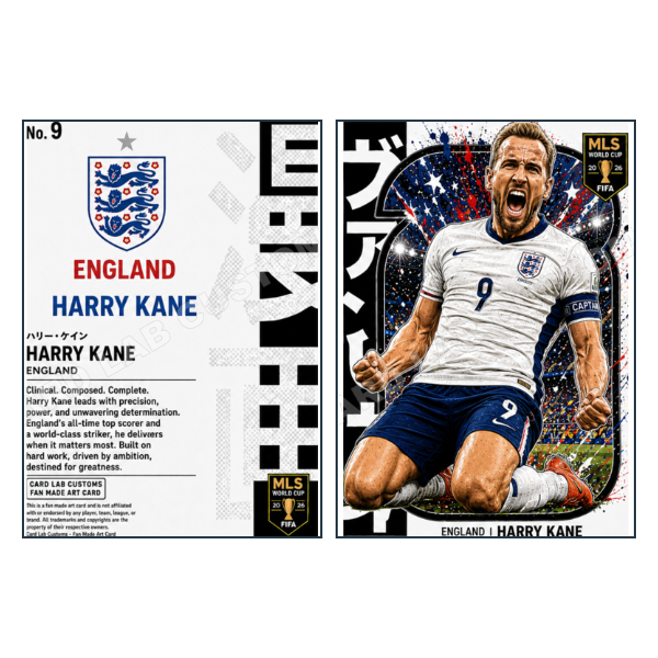 Harry Kane Manga 2026 MLS World Cup England - Custom Fan Made Card front and back