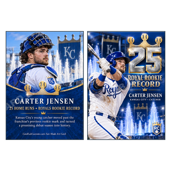 Carter Jensen Rookie Record Kansas City Royals - Custom Fan Made Card front and back
