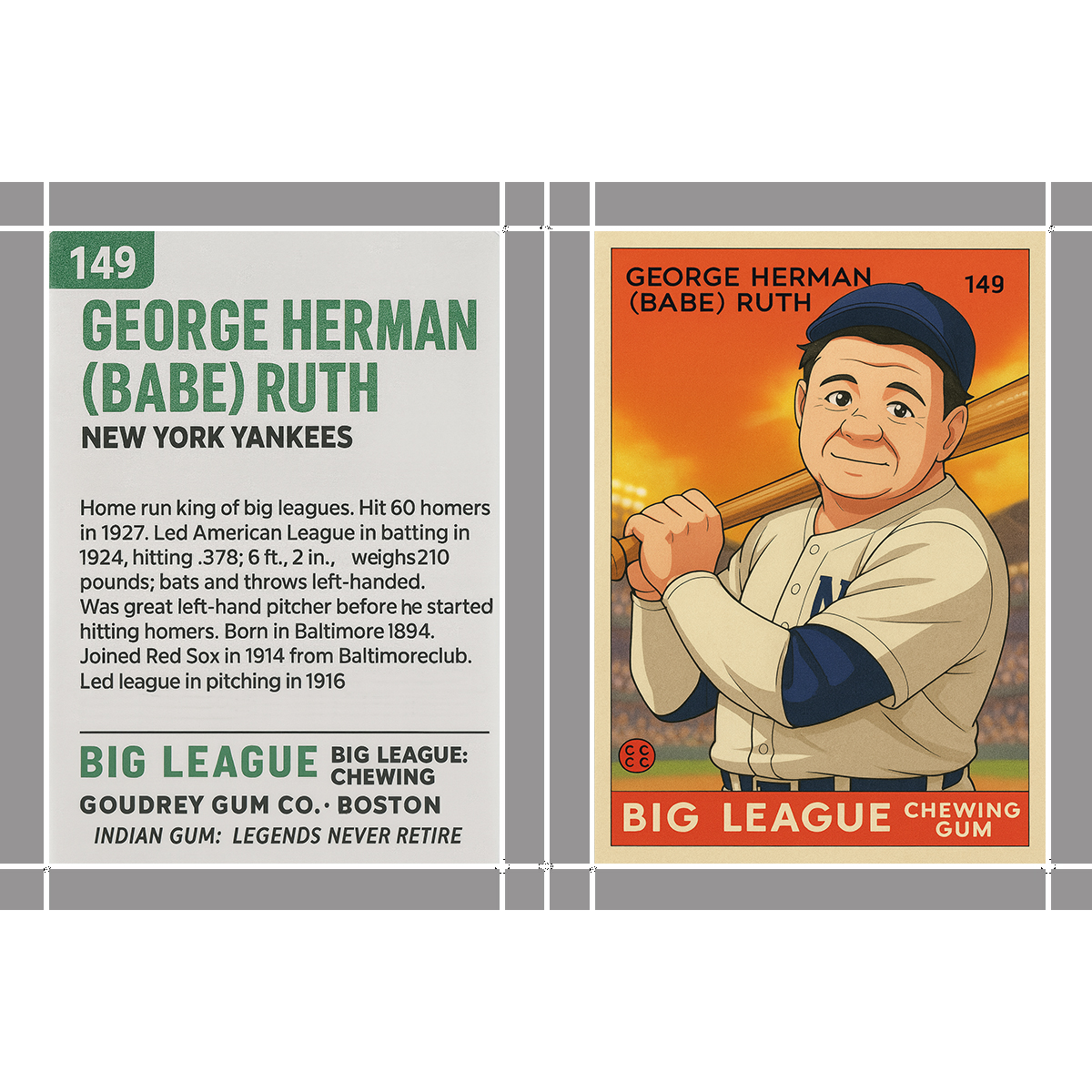 George Herman Babe Ruth Big Legue Chewing Gum (a)