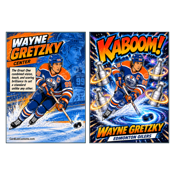 Wayne Gretzky Kaboom Edmonton Oilers - Custom Fan Made Card front and back