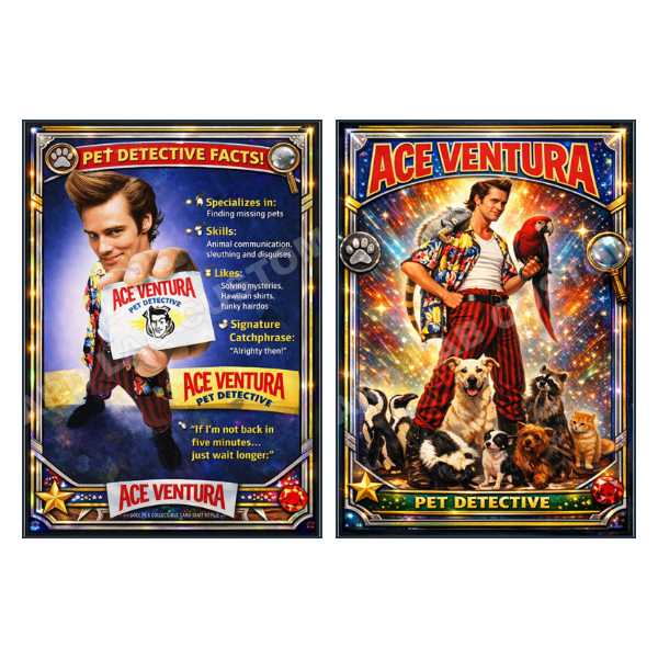 Ace Ventura Jim Carrey Movie Card - Custom Fan Made Card front and back