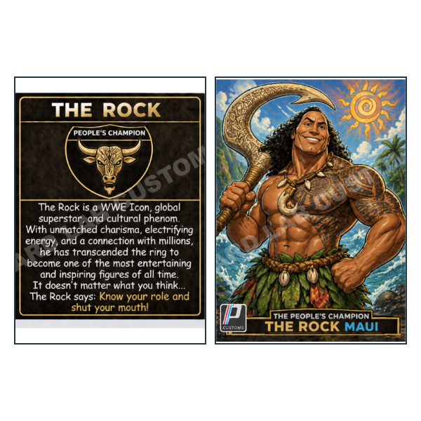 The Rock as Maui Downtown WWE - Custom Fan Made Card front and back