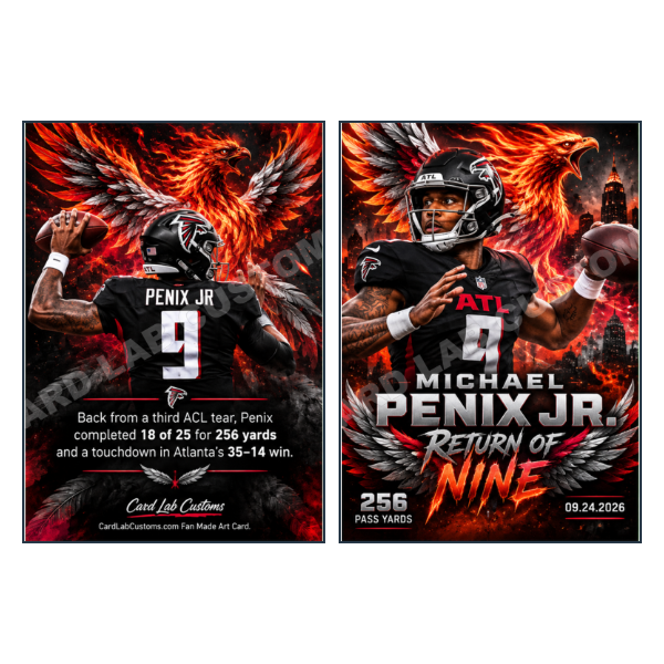 Michael Penix Jr Card Lab Customs Now Return of Nine Atla - Custom Fan Made Card front and back