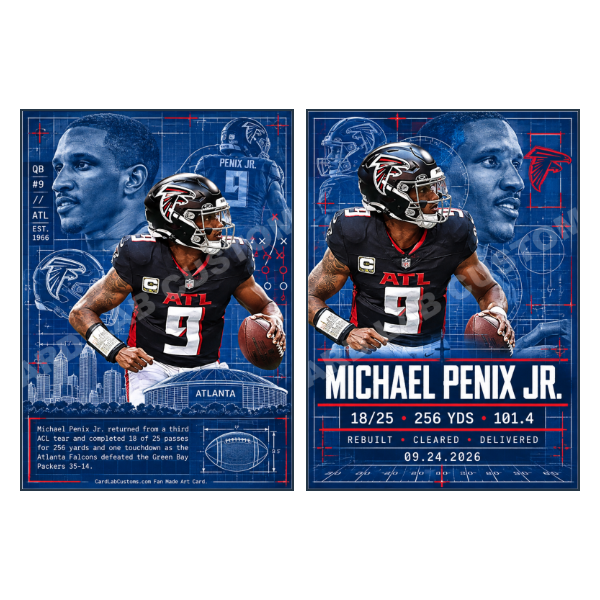 Michael Penix Jr Card Lab Now Atlanta Falcons - Custom Fan Made Card front and back