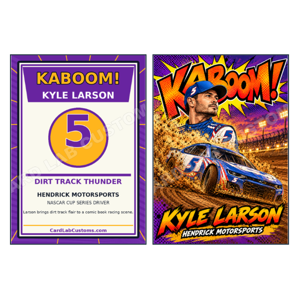 Kyle Larson Kaboom Nascar Dirt Track Racing - Custom Fan Made Card front and back