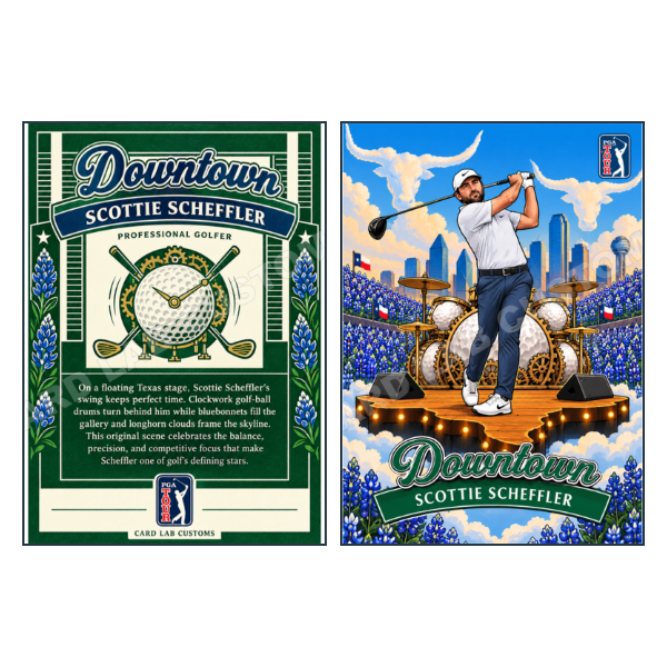 Scottie Scheffler Downtown - Custom Fan Made Card front and back