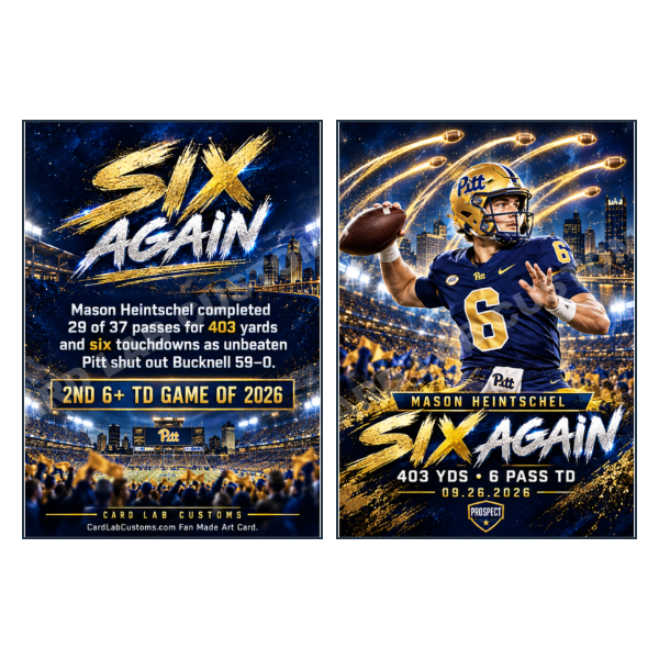 Mason Heintschel Pittsburgh Panthers Six Again - Custom Fan Made Card front and back