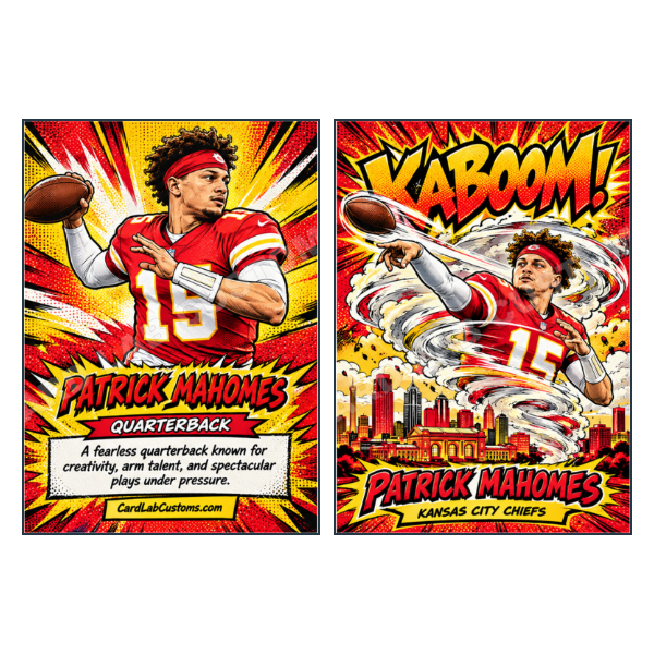 Patrick Mahomes Kaboom Kansas City Chiefs - Custom Fan Made Card front and back