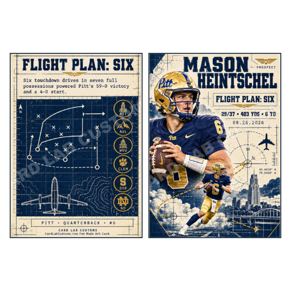 Mason Heintschel Pittsburgh Panthers Flight Plan Six - Custom Fan Made Card front and back