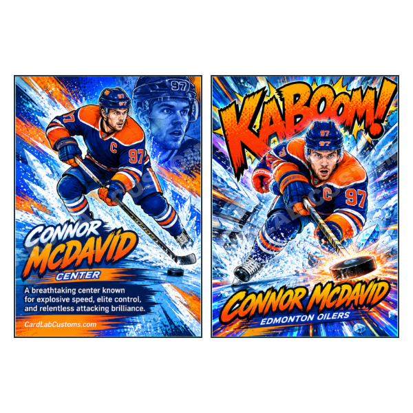 Connor McDavid Kaboom Edmonton Oilers - Custom Fan Made Card front and back