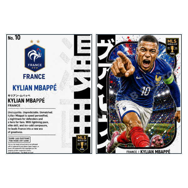 Kylian Mbappe Manga 2026 MLS World Cup France - Custom Fan Made Card front and back