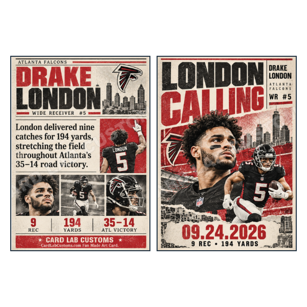Drake London Card Lab Customs Now London Calling Atlanta - Custom Fan Made Card front and back