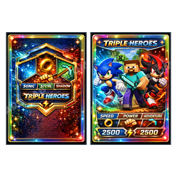 Triple Heros Sonic Steve & Shadow - Custom Fan Made Card front and back