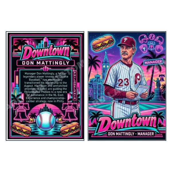 Don Mattingly Downtown Philadelphia Phillies Manager - Custom Fan Made Card front and back