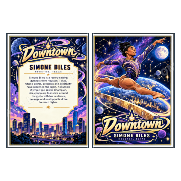 Simone Biles Downtown Gymnastics Balance Beam - Custom Fan Made Card front and back
