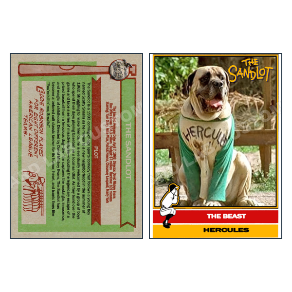 Hercules THE BEAST The Sand Lot - Custom Fan Made Card front and back