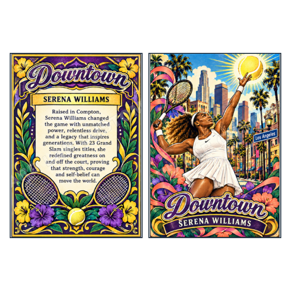 Serena Williams Downtown Tennis - Custom Fan Made Card front and back