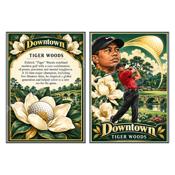 Tiger Woods Downtown Golf Champion - Custom Fan Made Card front and back