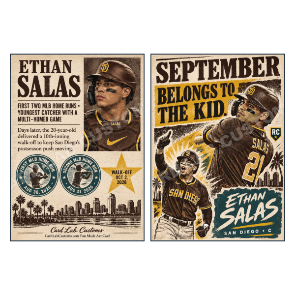 Ethan Salas September belongs to the Kid San Diego Padres - Custom Fan Made Card front and back