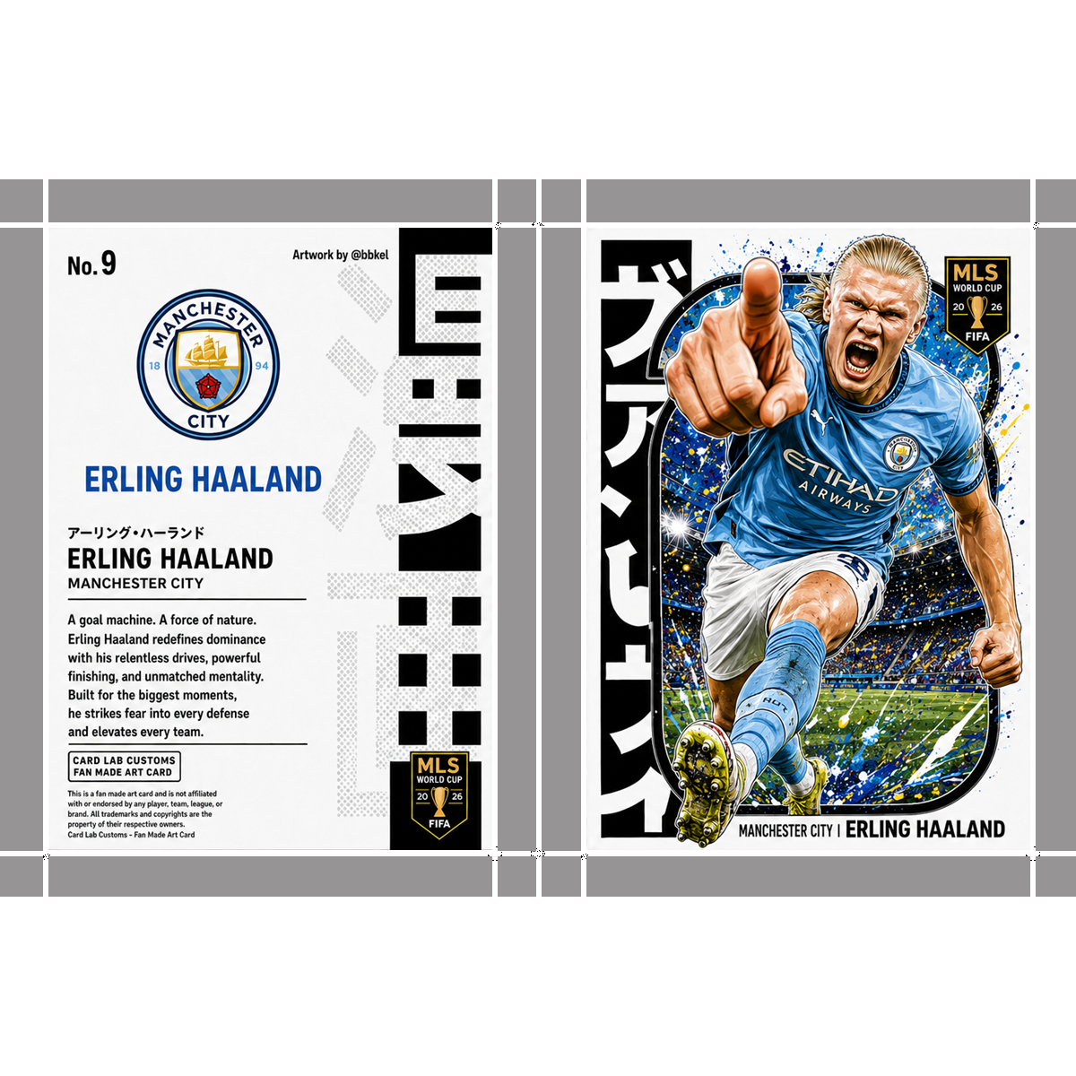 Erling Haaland "Manga Style" Manchester City Soccer Custom Fan Made Art Card