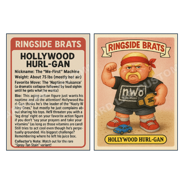 Hulk Hogan as Hollywood Hurl-Gan Ringside Brats - Custom Fan Made Card front and back