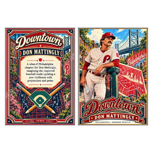 Don Mattingly Downtown Philadelphia Phillies old school - Custom Fan Made Card front and back