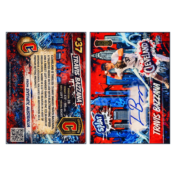Travis Bazzana Splat Cleveland Guardians - Custom Fan Made Card front and back