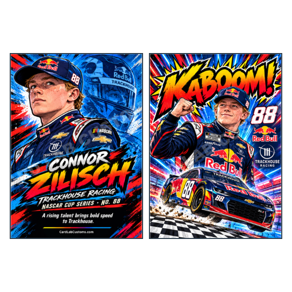 Connor Zilisch Kaboom Nascar - Custom Fan Made Card front and back